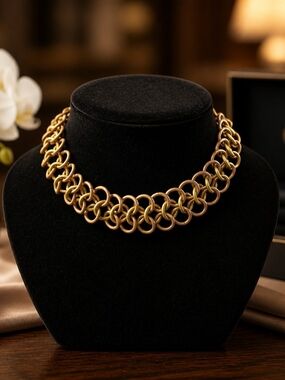 Elegant Gold Chainlink Statement Necklace - Women Jewelry